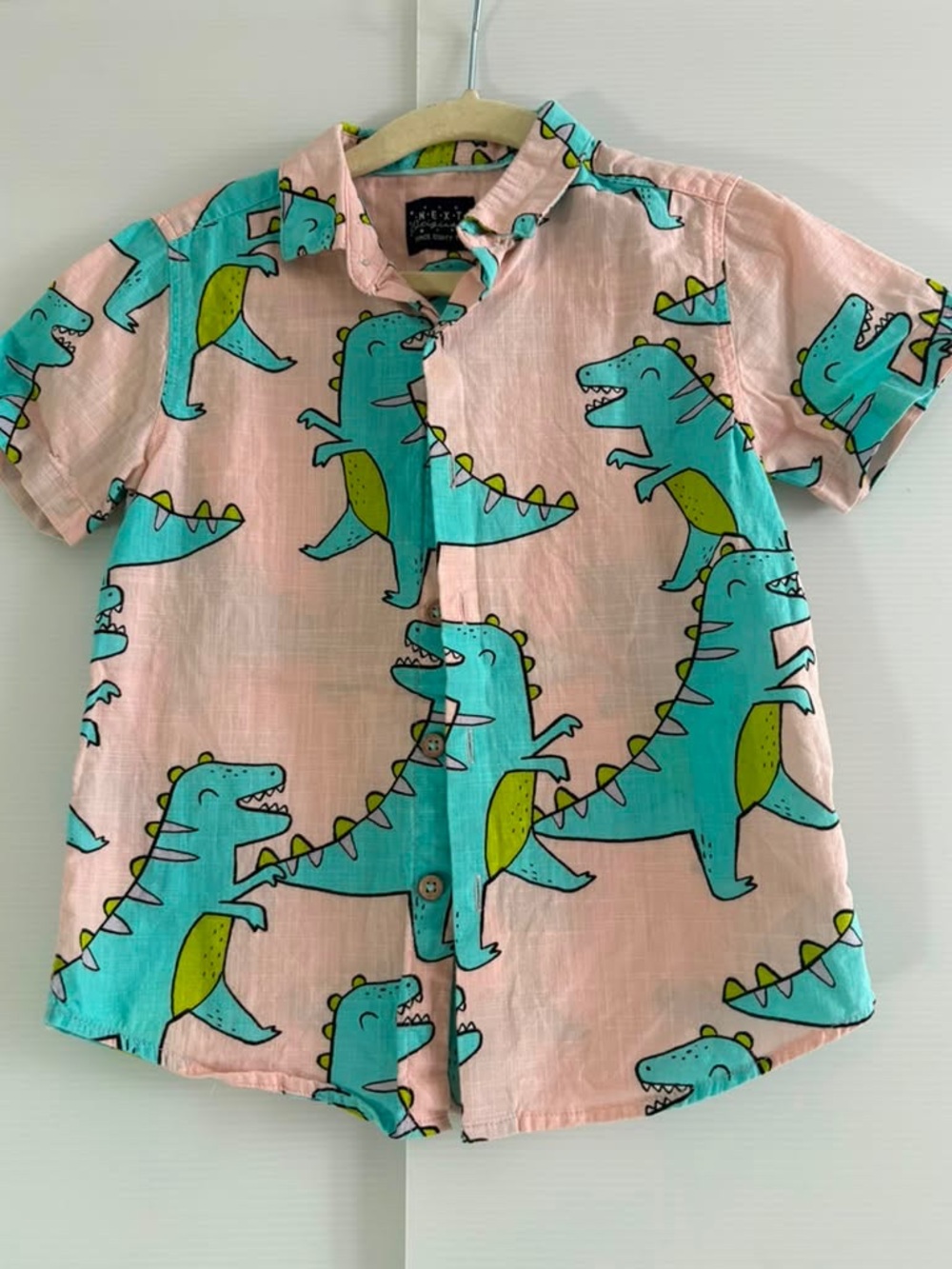 Next Boys Dinosaur Print Button-down | size 3-4 years - Picture 2 of 8